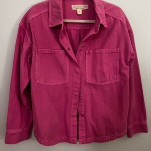 Saltwater LUXE Pink Denim Jacket Oversized Cropped Snap Front Women’s Size Small